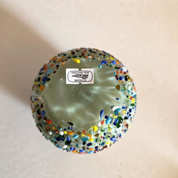 Mexican Glass Jar Pebbled Multi-colored Soy Wax Candle -Light Sandalwood Scent - Picture 3 of 3